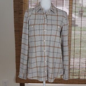 Faherty Legend Sweater Shirt Women S Open Tundra Windowpane Plaid Flannel Shirt